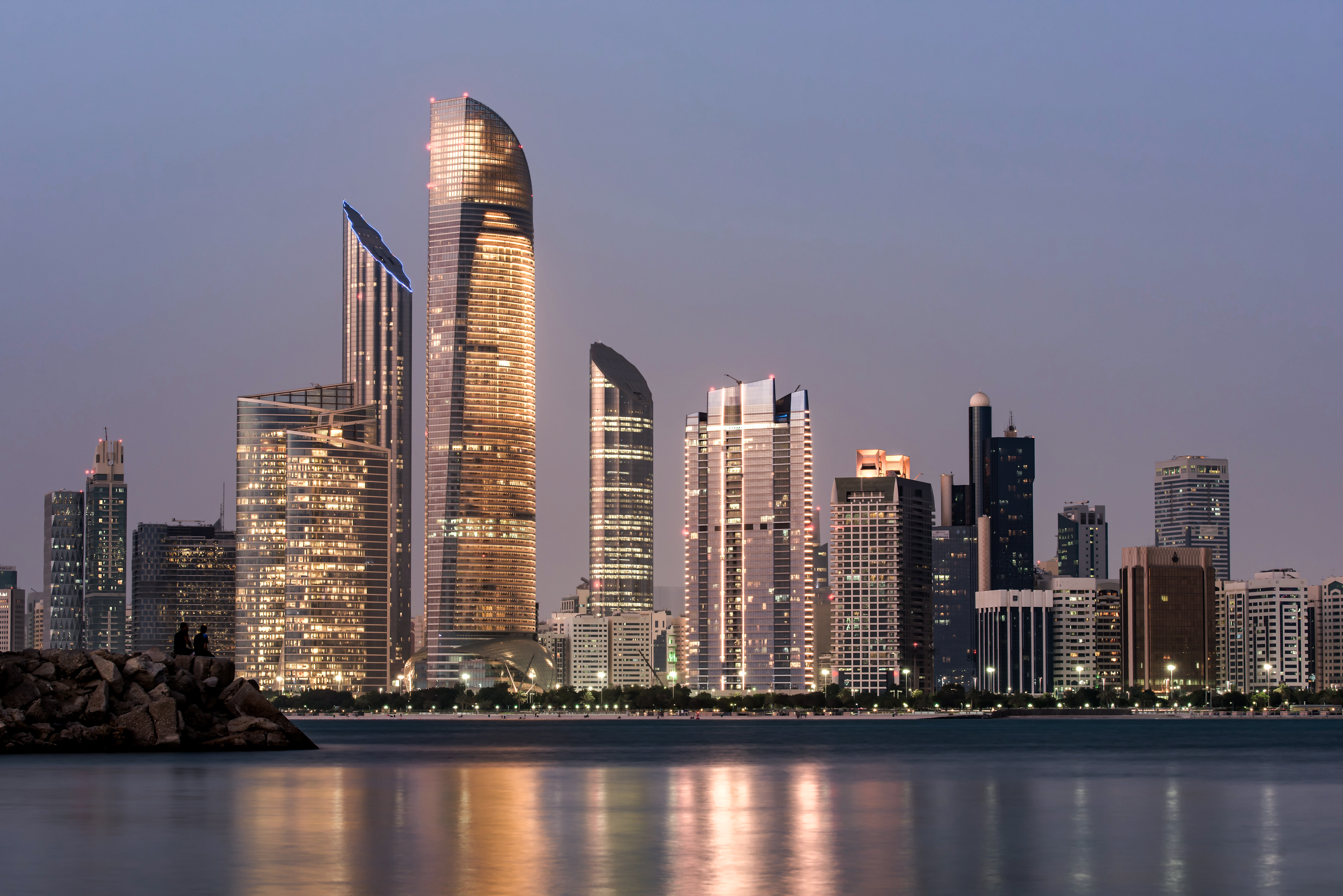 Abu dhabi seascape with skyscraper. source freepik